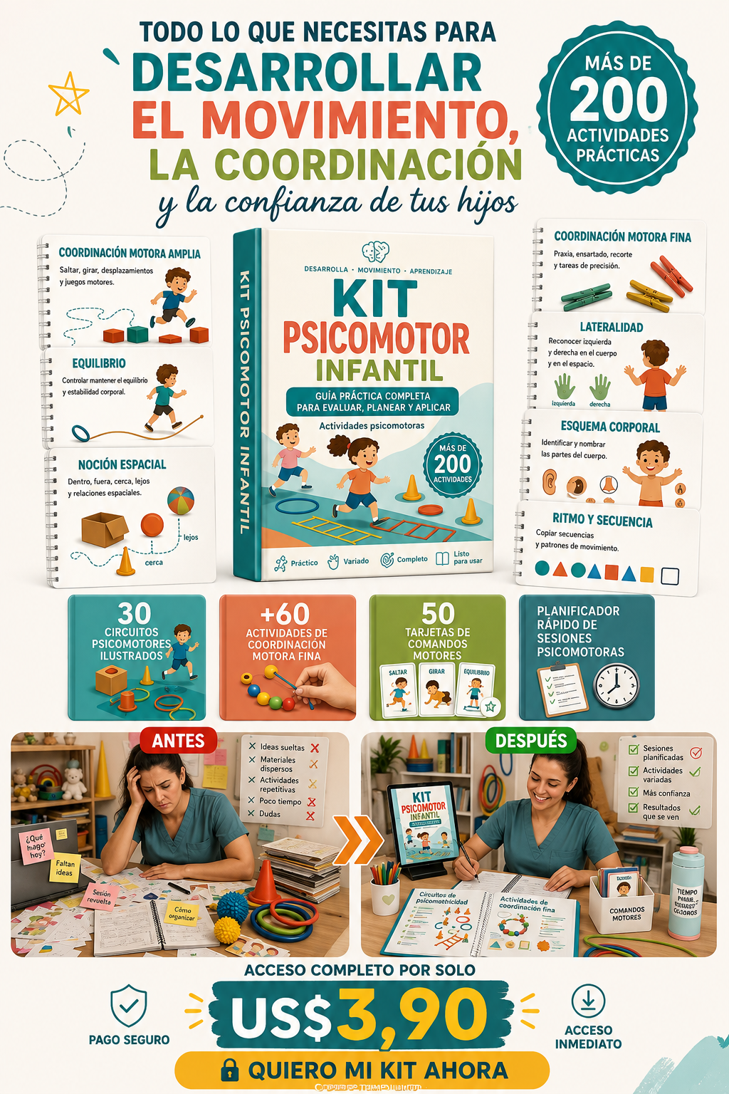 Ejemplo visual del Kit Psicomotor Infantil